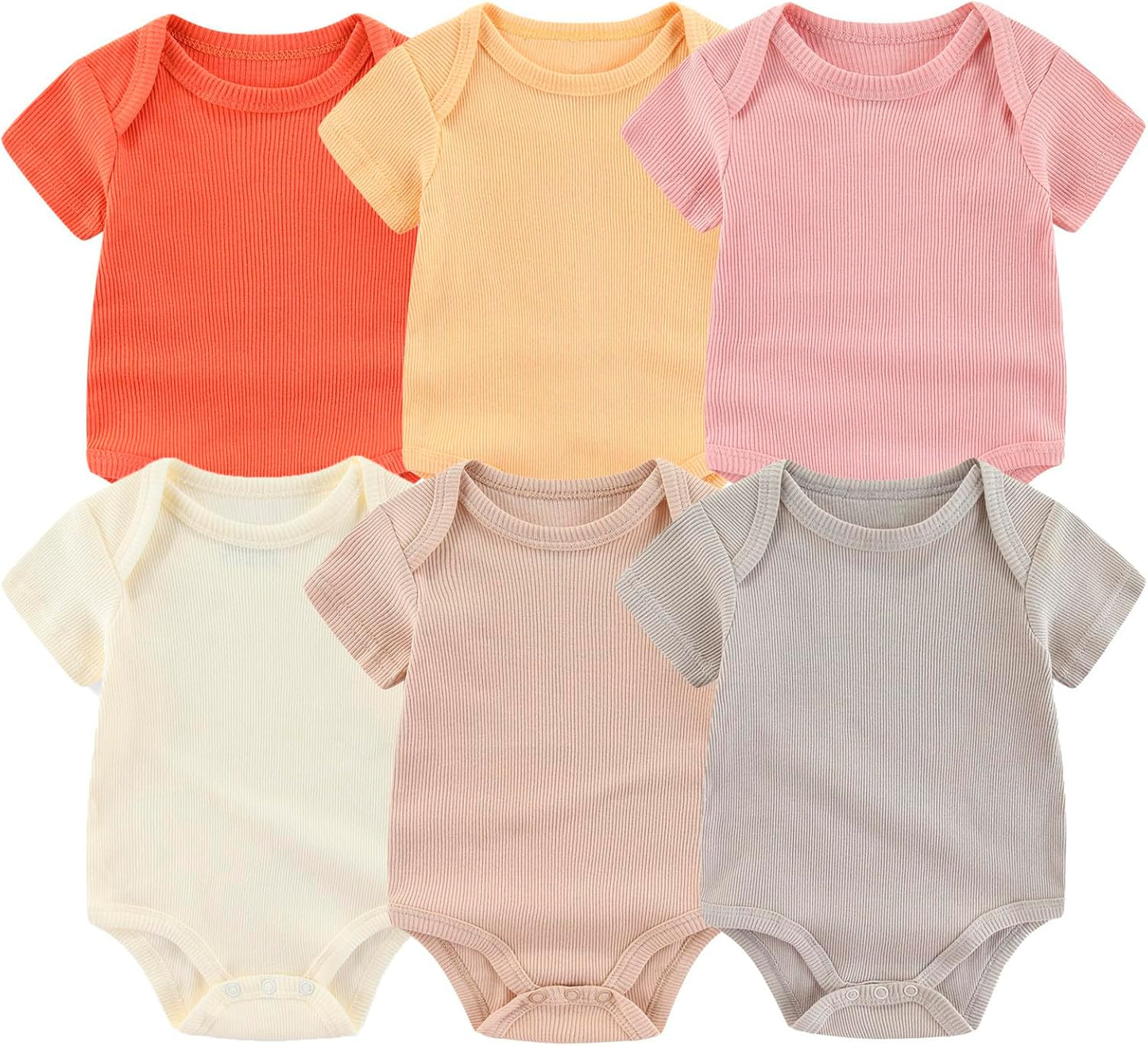 Newborn Baby Boy Girl Short Sleeve Bodysuits Cotton One-Piece Baby Clothes 6-Pack