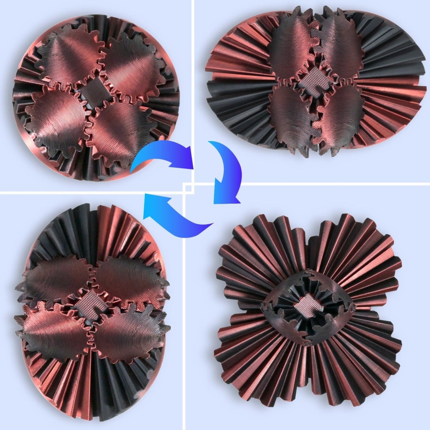 3D Printed Gear Ball, Gear Sphere Fidget Toy Stress Relif Toy for ADHD, Anxiety Relaxing Toy for Adults at Work/Study/Travel, Red-Black