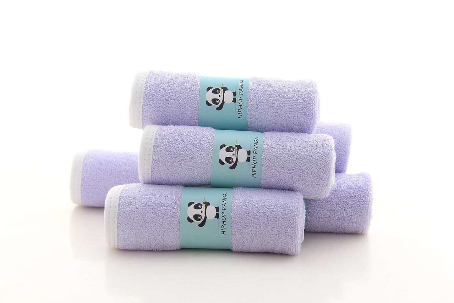 HIPHOP PANDA Baby Washcloths, Rayon Made from Bamboo - 2 Layer Ultra Soft Absorbent Newborn Bath Face Towel - Reusable Baby Wipes for Delicate Skin - Purple, 6 Pack