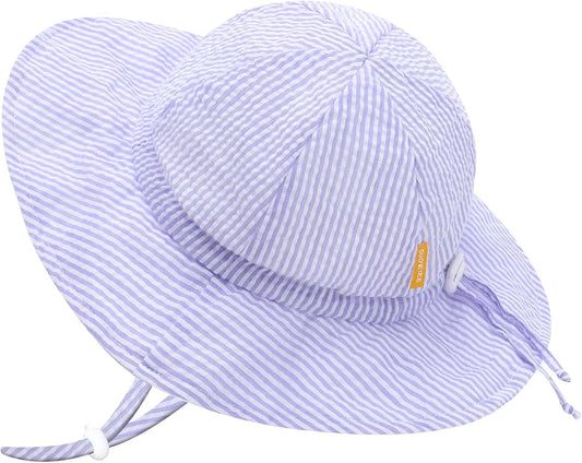 UPF 50+ Baby Bucket Hat - Wide Brim Sun Protection Beach Cap for Girls - Cute & Adjustable Toddler Hat