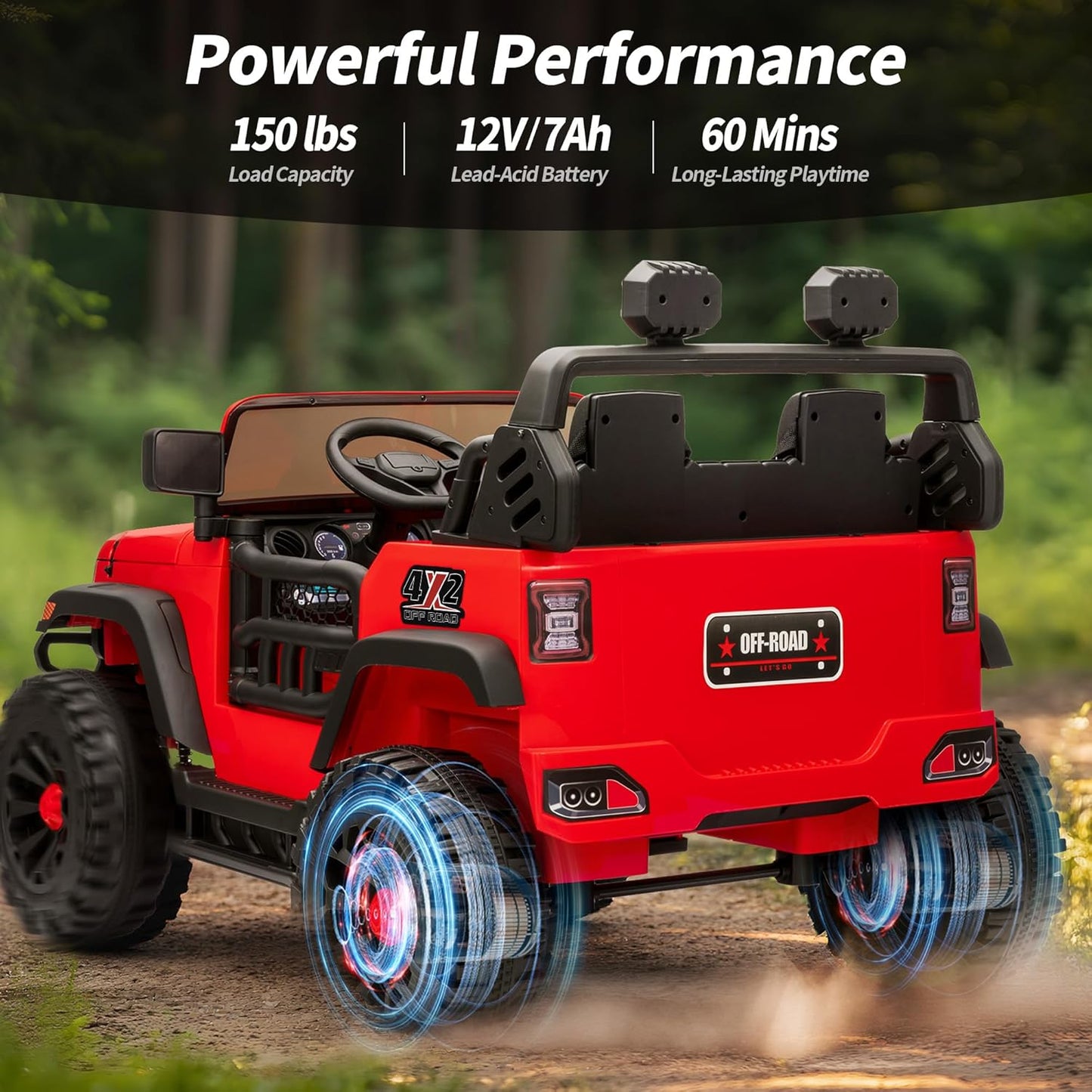 2 Seater Ride on Car Truck, 12V Kids Electric Ride on Toy for Big Kids Age 3-8 w/Remote Control- Red