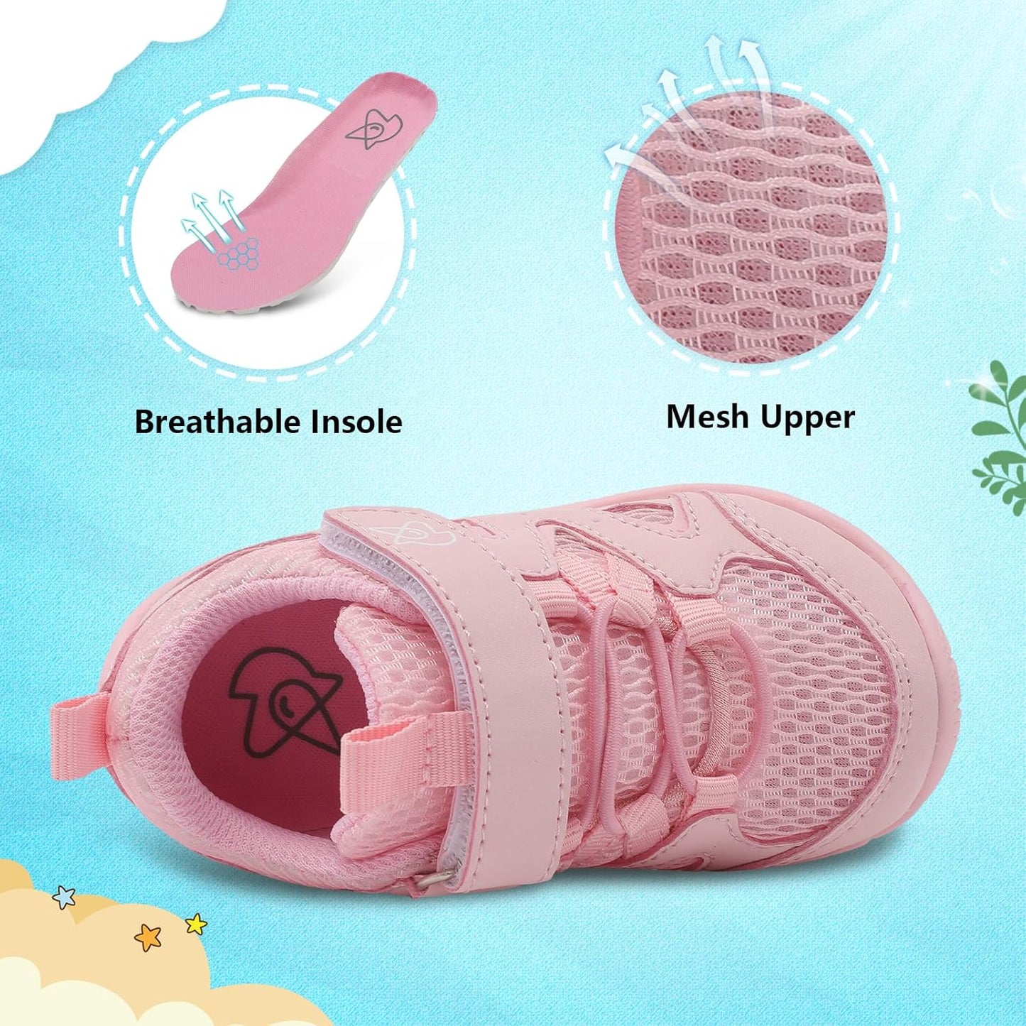 LeIsfIt Baby Shoes Boys Girls First Walking Shoes Non-Slip Toddler Breathable Sneakers Infant Sneakers