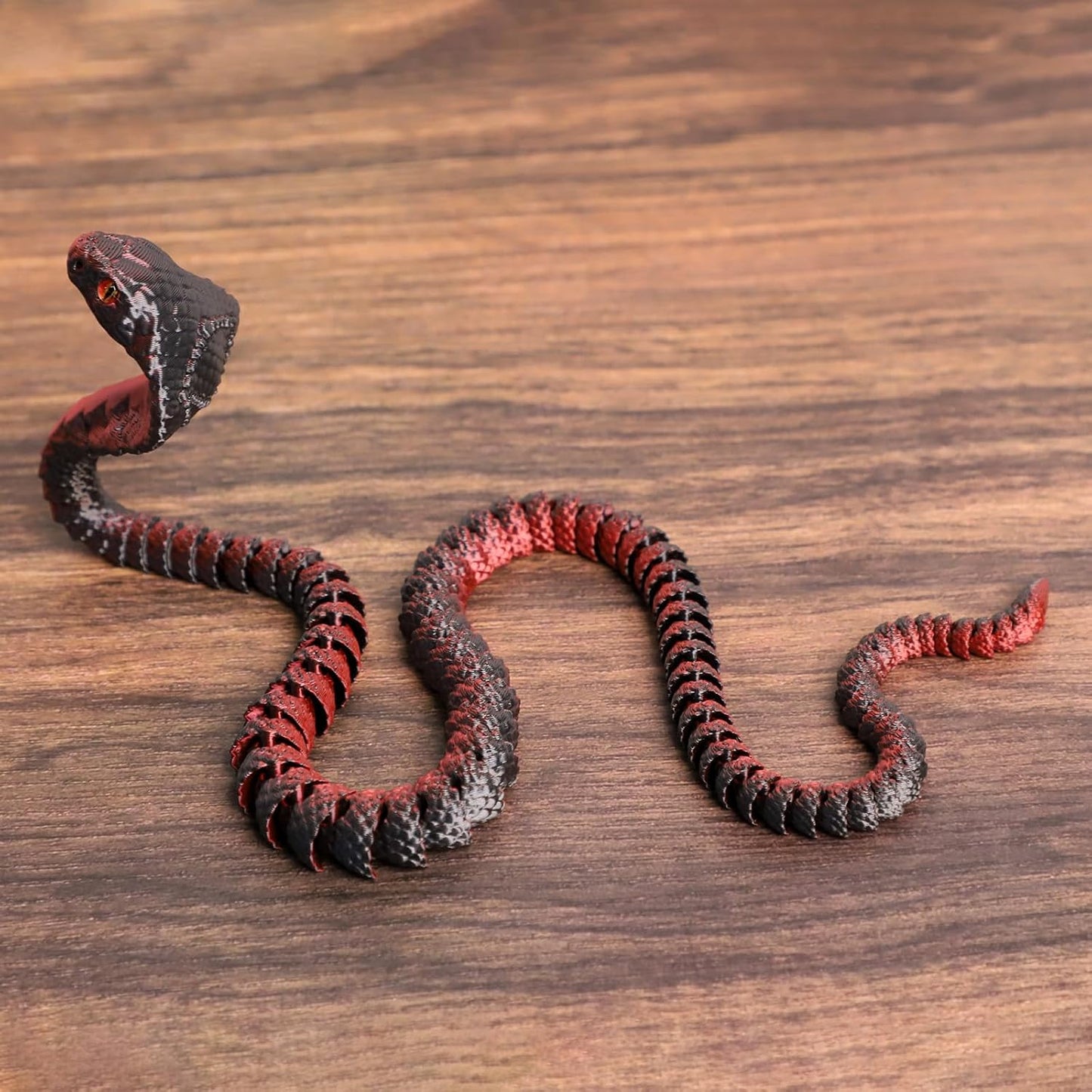 3D Printed Snake Egg, 3D Printed Fidget Animals,3D Crystal Snake Flexible Joints Home Decor Executive Desk Toys,Home Office Decor Executive Desk Toys for Autism/ADHD (Black+Egg)