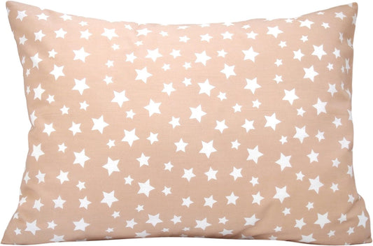 Toddler Pillow Cases 13 x 18 - Star Pillow Case Cover Travel Size, Cotton Toddler Pillowcase Star, Baby Cover Pillow Case, Star Pillowcase (Beige)