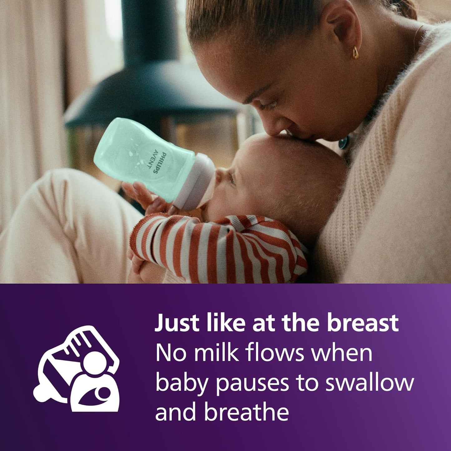 Philips Avent Natural Baby Bottles with Natural Response Nipples (Medium Flow, Flow 3), 9oz, Teal, 4-Pack, SCY903/44