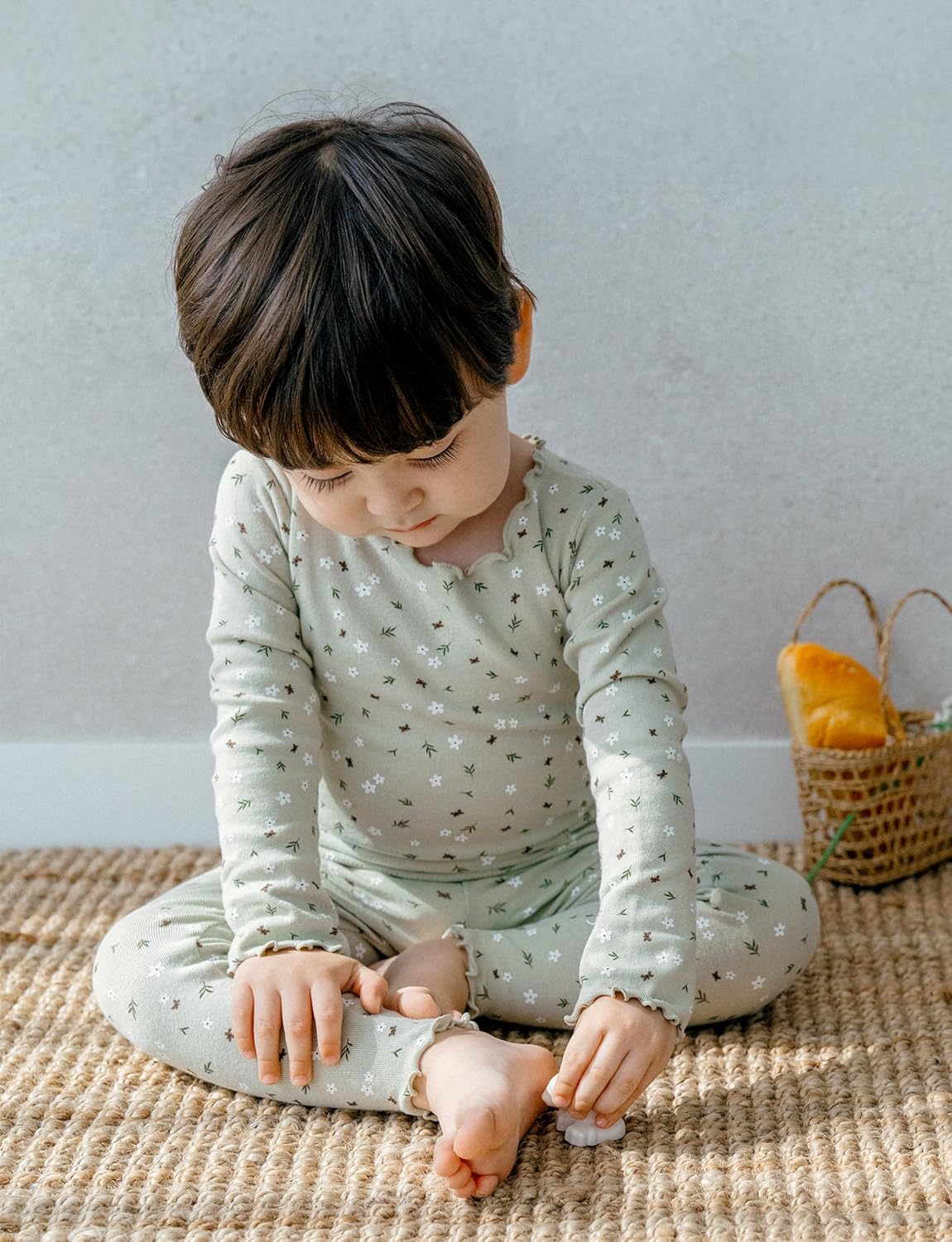 AVAUMA Baby Boy Girl Pajama Set 6M-7T Kids Cute Toddler Snug fit Flower Pattern Design Pjs Cotton Sleepwear Ruffled Shirring