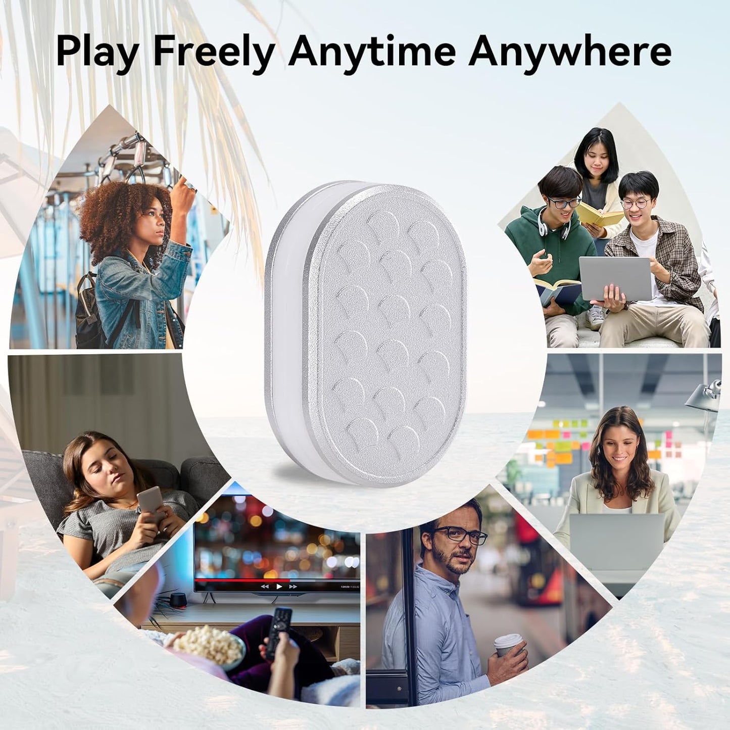 EDC Magnet Fidget Slider - Sliver Seashell Design Push Card Adults Magnetic Clicker Block with Anxiety Stress Relief, Sensory Haptic Office Desk Toy for ADHD, Gifts for Boyfriends and Father