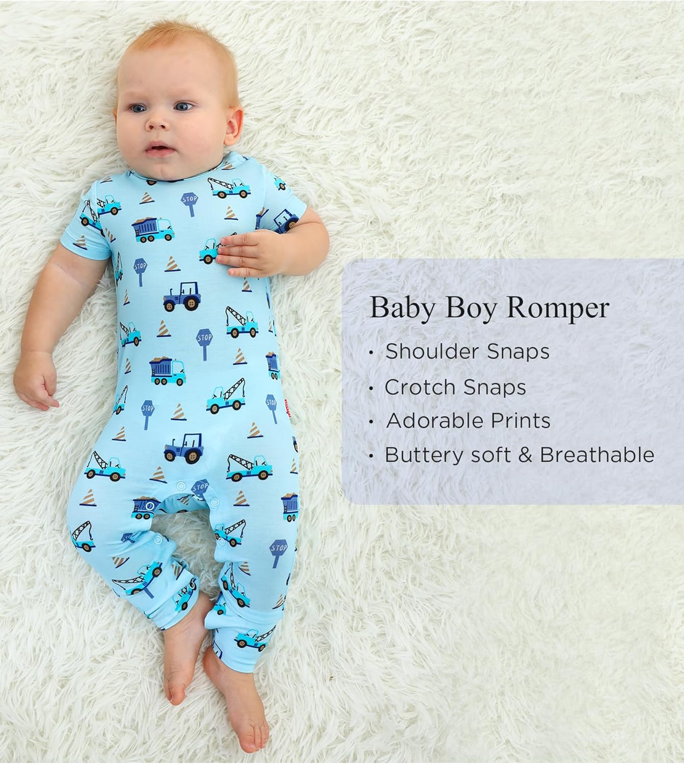 Bamboo Viscose Baby Boy Romper Short Sleeve Long Leg Jumpsuit Summer Outfit