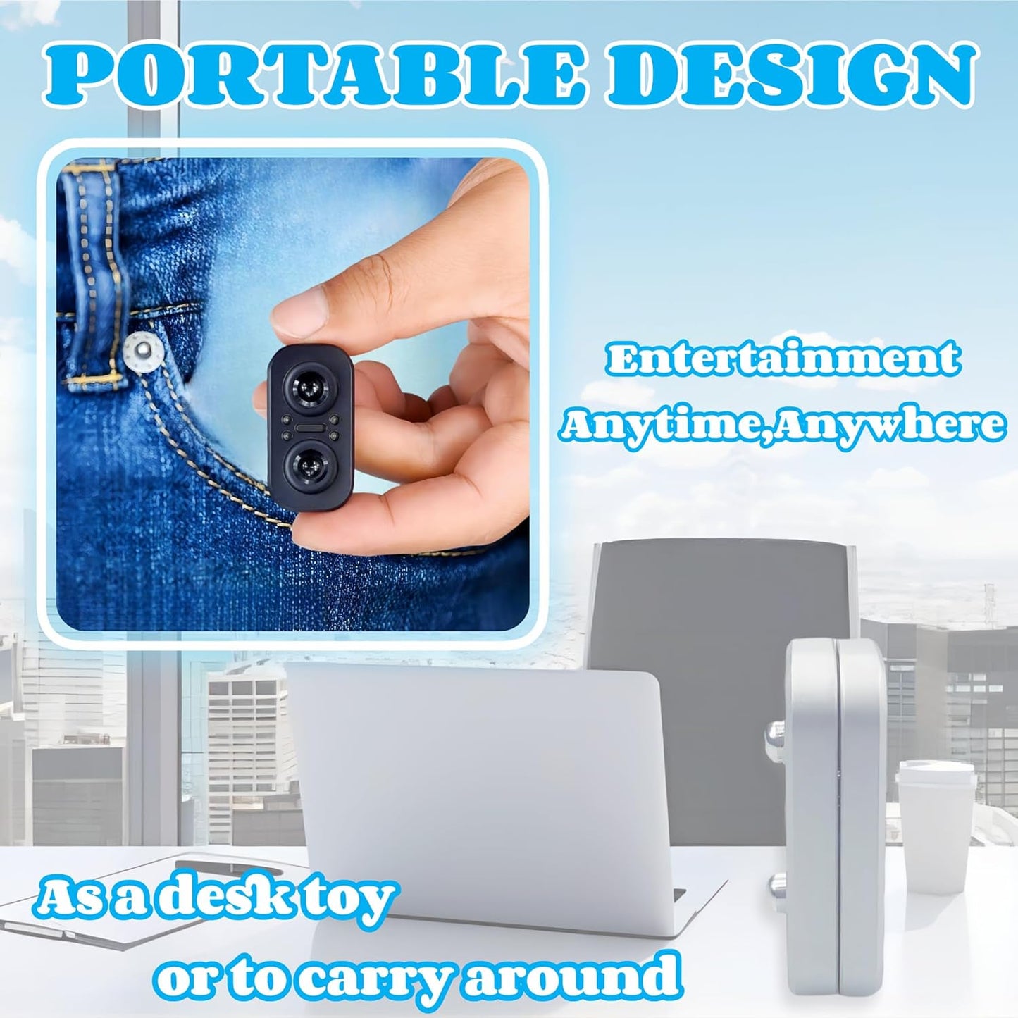 New Abstract Owl Shape Design Fidget Slider,Men's EDC Hand Slider,Poker Push Card Stress Relief Toys,Interesting Fidget Toys for Adults/Office Desk Toys Gifts for Boyfriend and Father (Silvery)