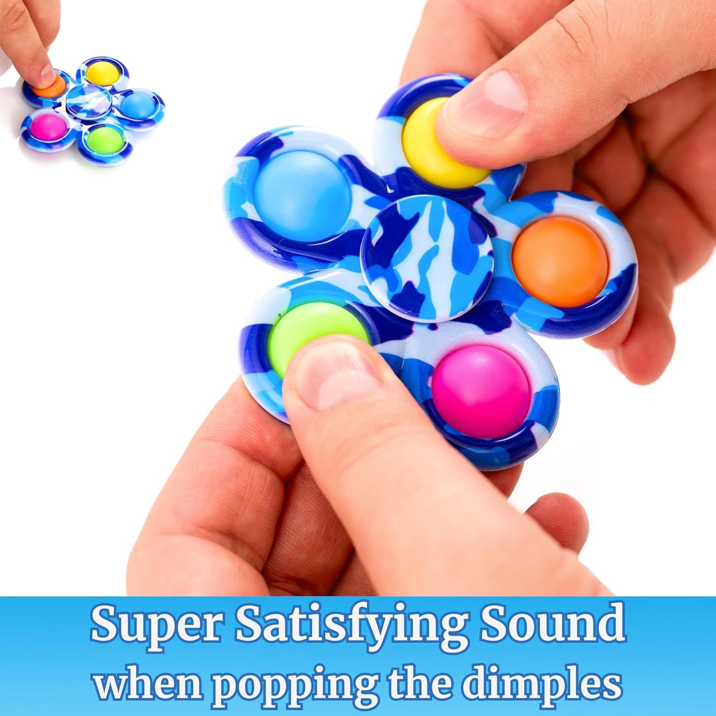 Nutty Toys Fidget Spinner Dimple Popper Sensory Toy - Top Stress & Anxiety Relief Gifts 2024 Unique Christmas Stocking Stuffers Idea for Toddler Kids & Adults Best Teen Girl Teenage Boys Tween Present