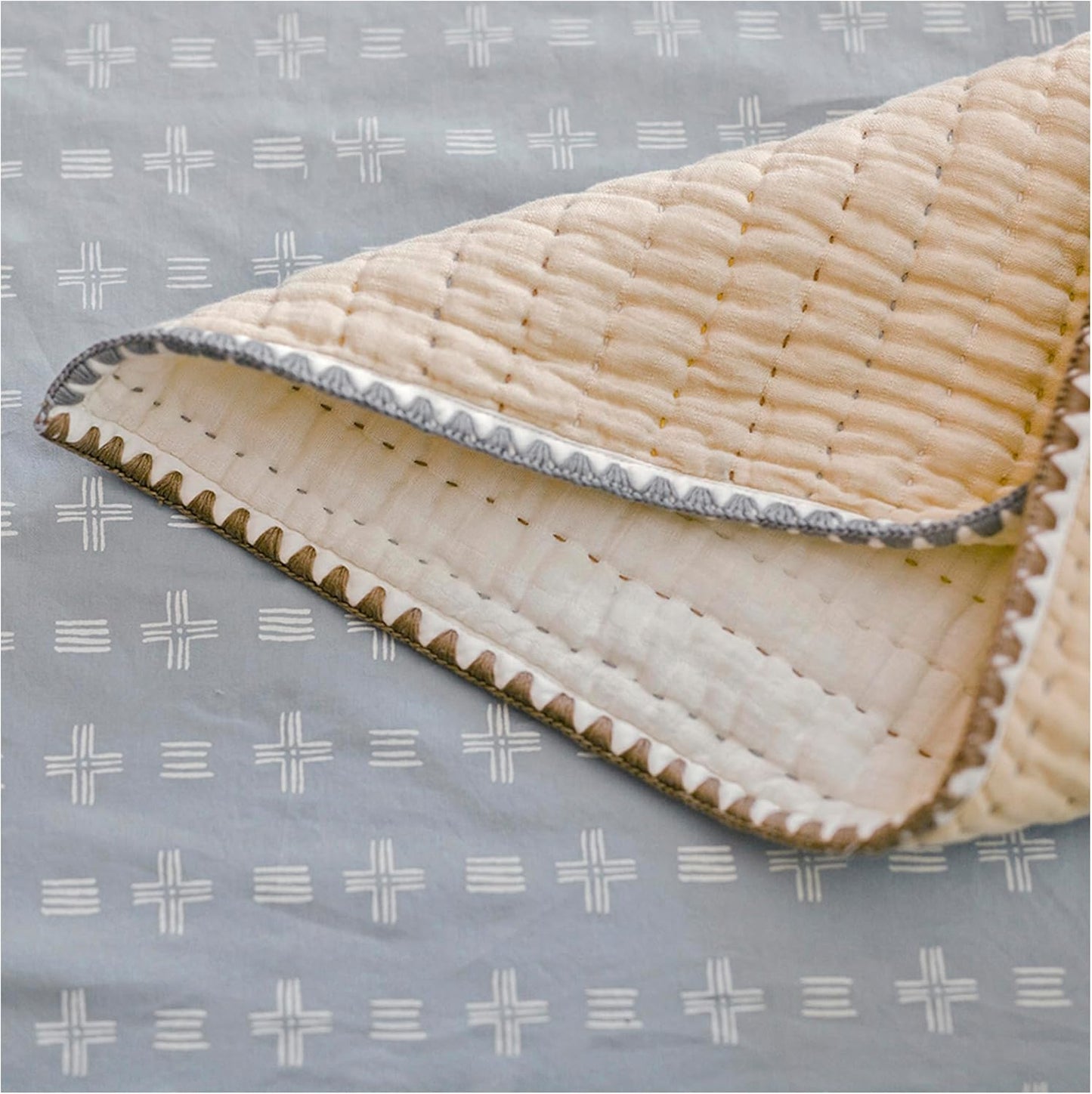 Crane Baby Soft Cotton Crib Mattress Sheet, Fitted Sheet for Cribs and Toddler Beds, Blue River Dash, 28”w x 52”h x 9”d