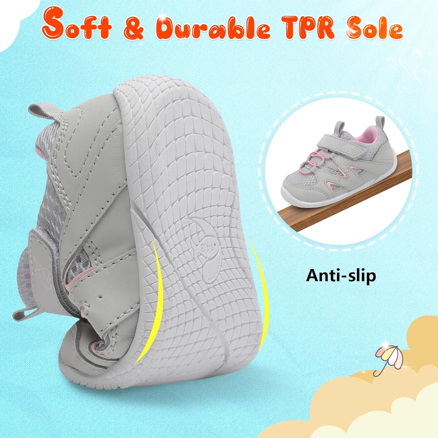 LeIsfIt Baby Shoes Boys Girls First Walking Shoes Non-Slip Toddler Breathable Sneakers Infant Sneakers