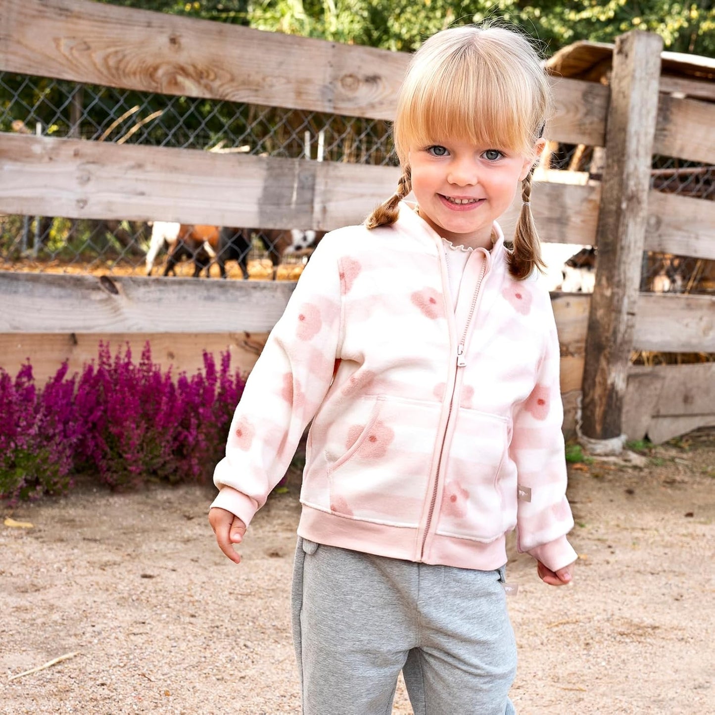 DAVE & BELLA Kids Printed Polar Fleece Jacket Toddler Baby Boys Girls Zip Up Long Sleeve Spring Fall Warm Outerwear Coat