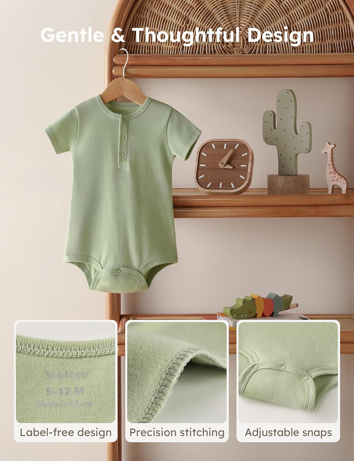 Yoofoss Baby Bodysuits 100% Organic Cotton Short Sleeve Infant Romper for Boy and Girl Baby Clothes, Soft Breathable