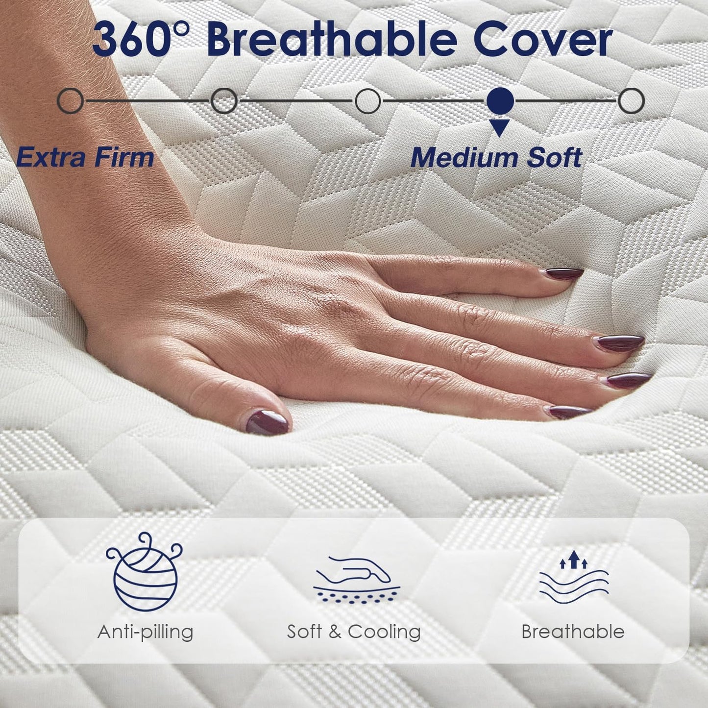 Full Size Mattress - 8 Inch Cooling Gel Memory Foam Mattress in a Box,Gel-Infusion for Cooler Sleep,Breathable Cover,Healthy and Safe,Full Bed,54" X 75" X8" (White&Navy, Full)