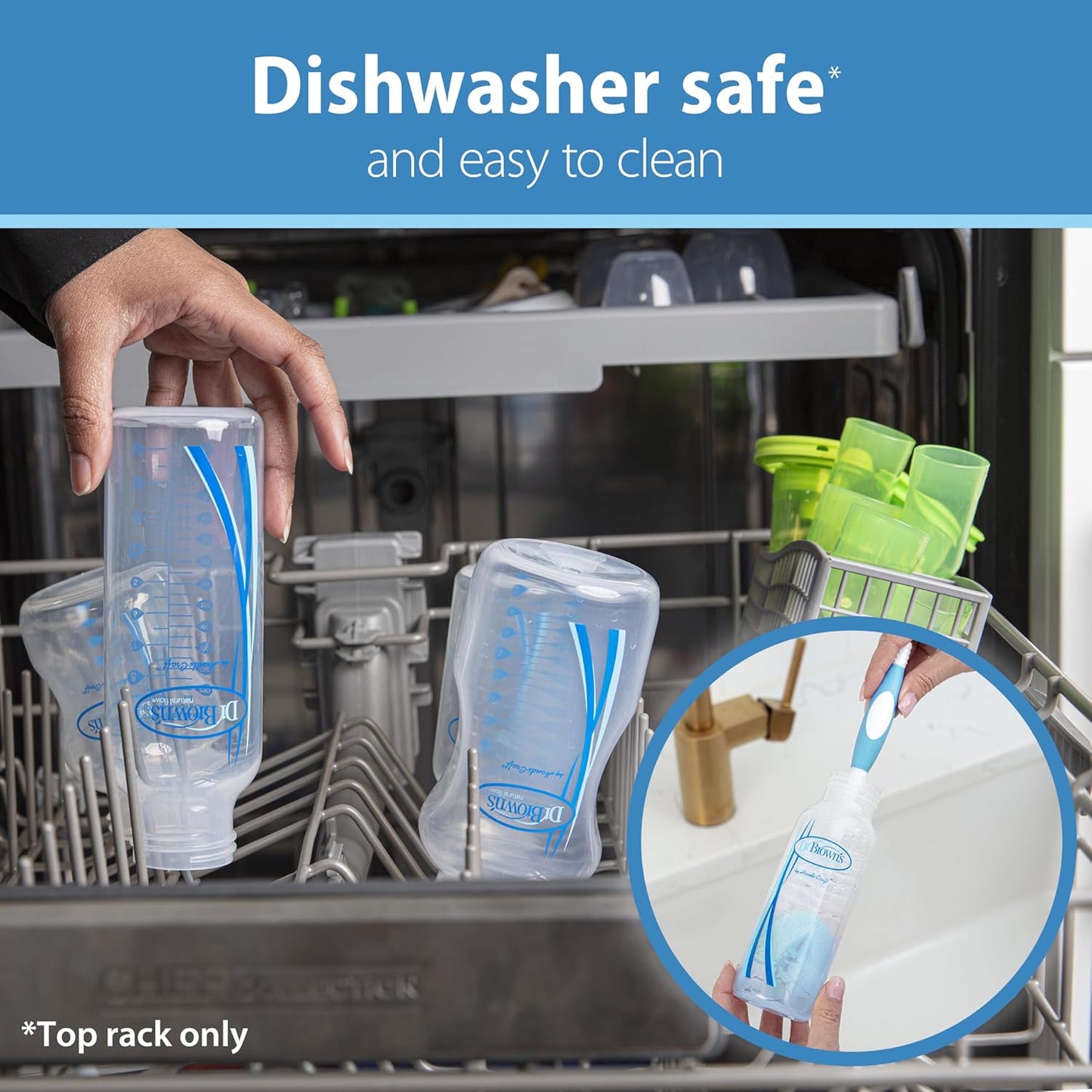 Dr. Brown's Anti-Colic Breast to Bottle Feeding Set with Slow Flow Nipples, Travel Caps, and Silicone Pacifier - Gray