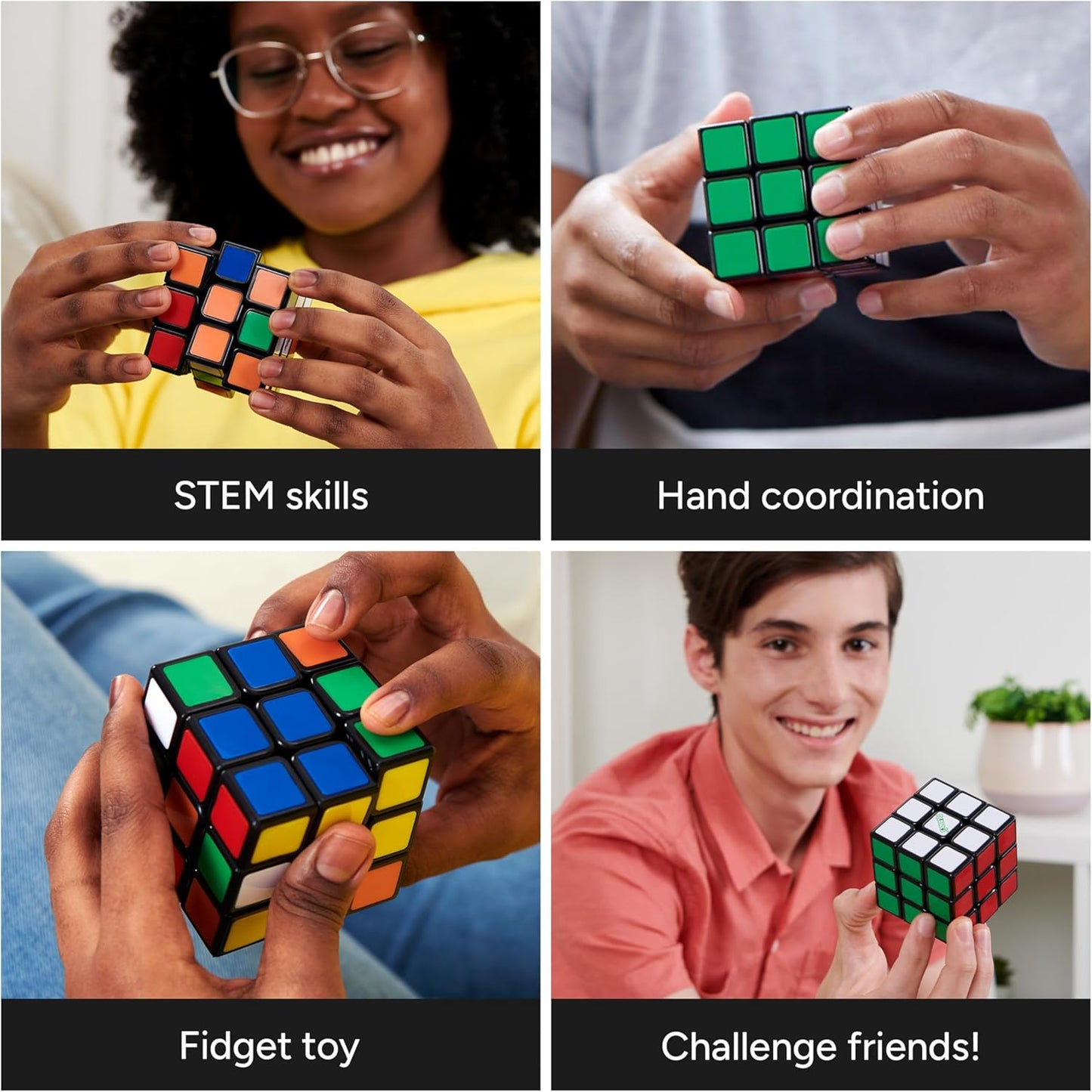 Rubik's Re-Cube, The Original 3x3 Cube Made with 100% Recycled Plastic 3D Puzzle Fidget Cube Stress Relief Travel Game, for Adults and Kids Ages 8+