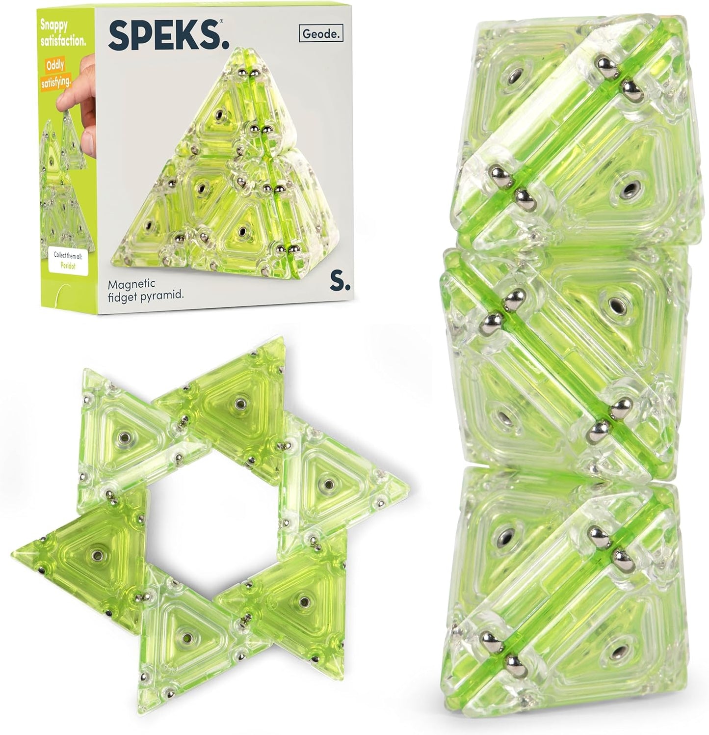 Speks Geode Pyramid 12-Piece Building Set - Peridot - Fun Desk Toy for Adults