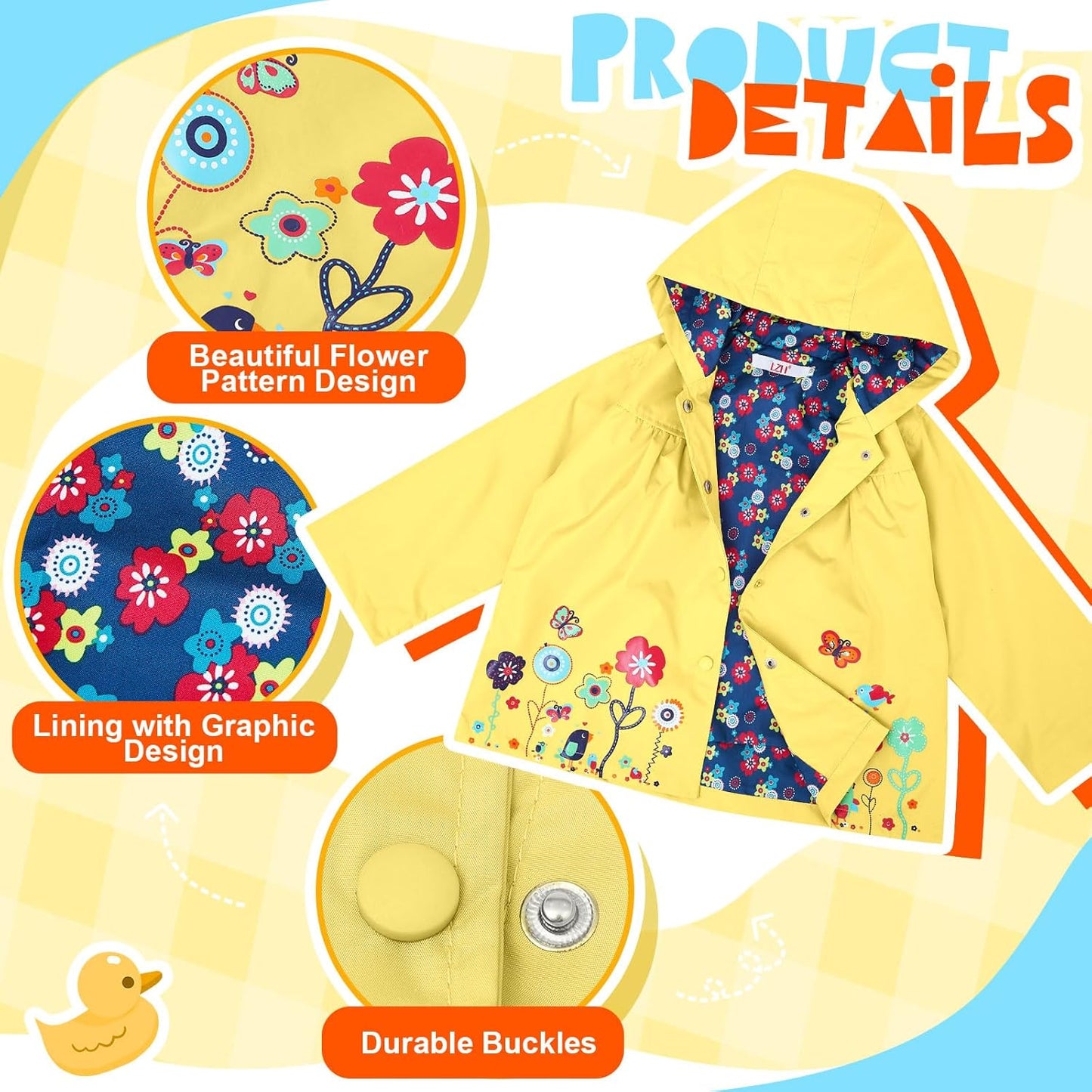 2 Pcs Toddler Raincoat Rain Boots Set Kids Baby Cartoon Hoodie Zipper Jacket Short Rain Shoes for Little Boys Girls