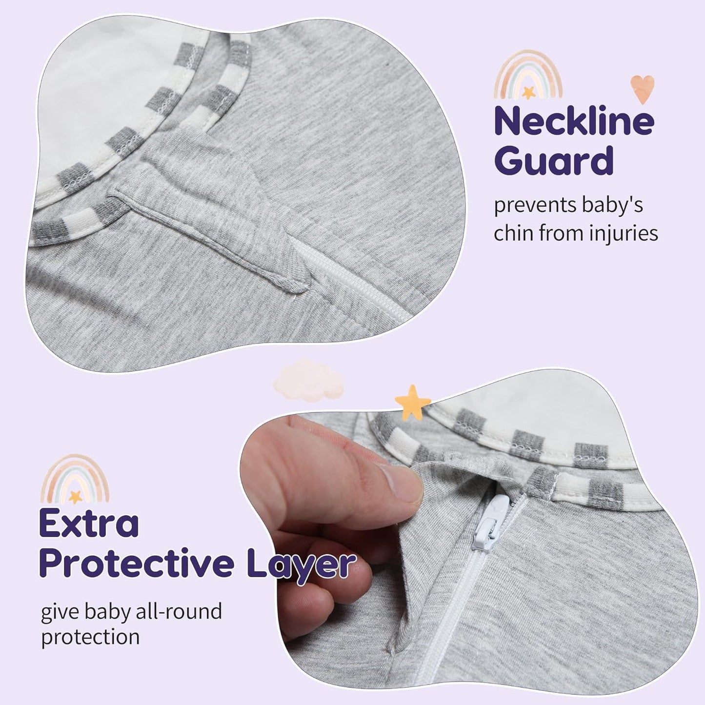 PuppyPaws Baby Sleep Sack, Transition Swaddle, Sleep Sack 0-3 Months, Wearable Blanket Baby with 2-Way Zipper, Swaddles for Newborns Summer, 95% Rayon derived from Bamboo, 5% Spandex