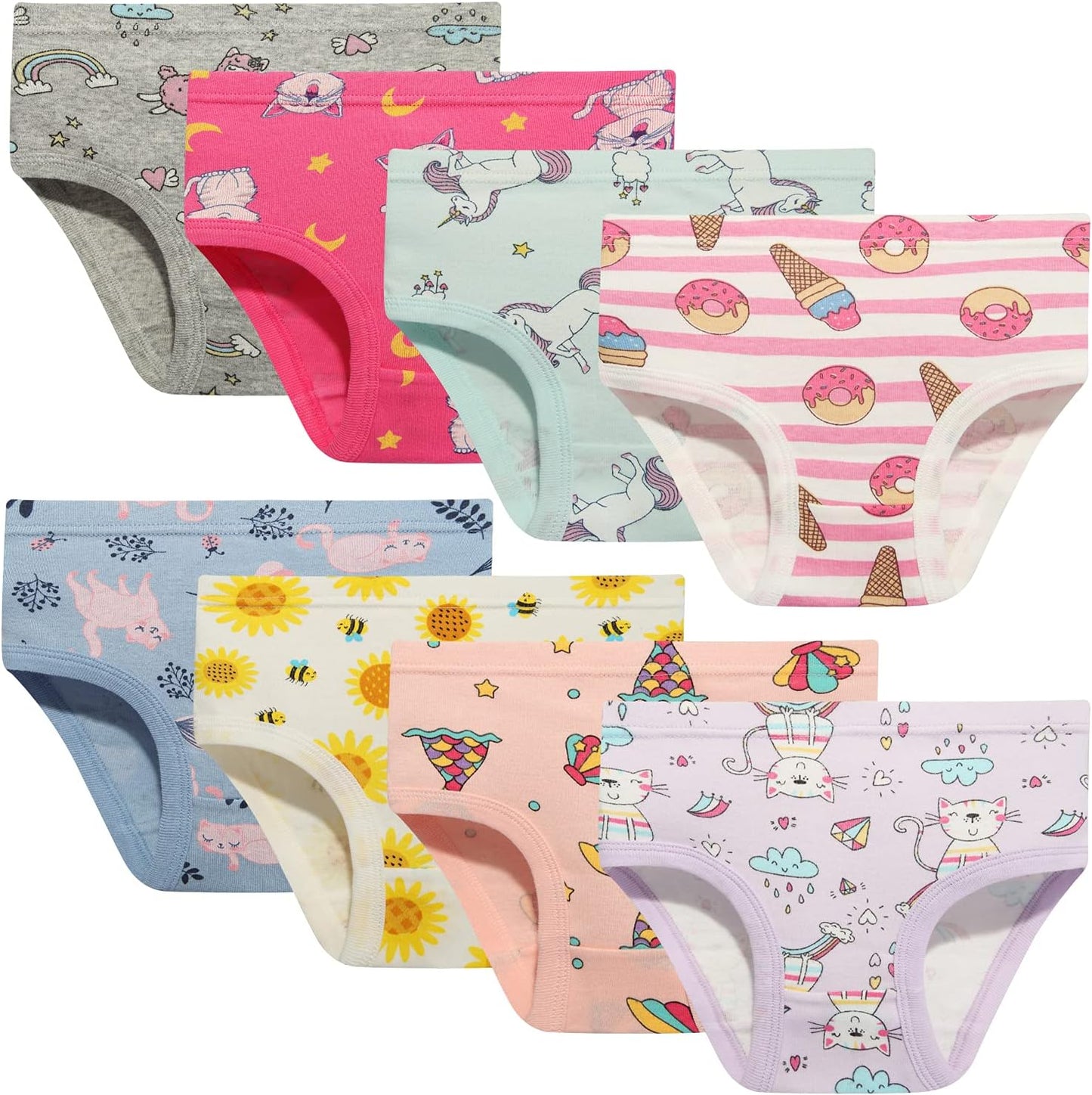 Girls' Cotton Brief Breathable Toddler Panties Kids Assorted Underwears 6-8 pieces