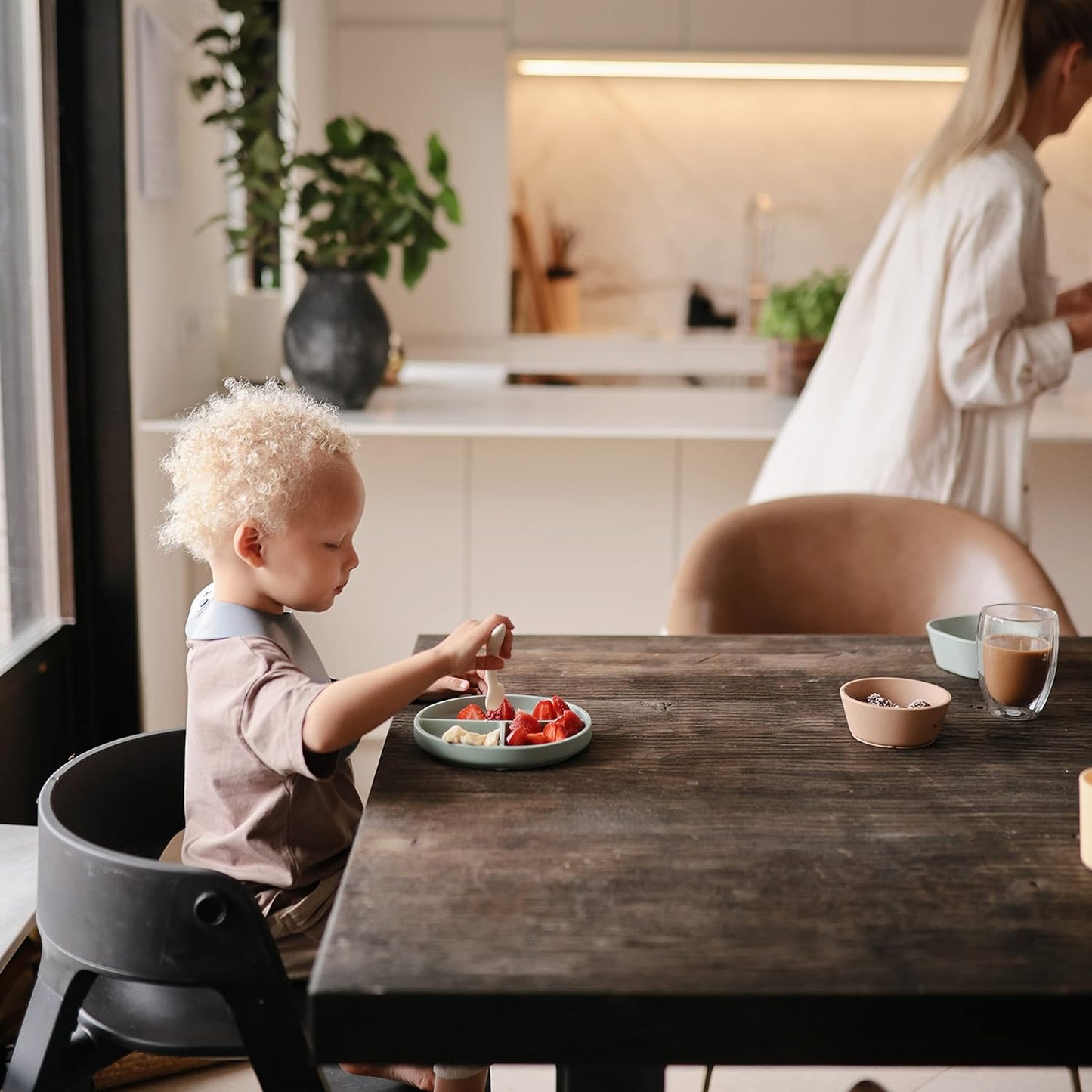 mushie Silicone Baby Bib | Adjustable Fit Waterproof Bibs (Tradewinds)