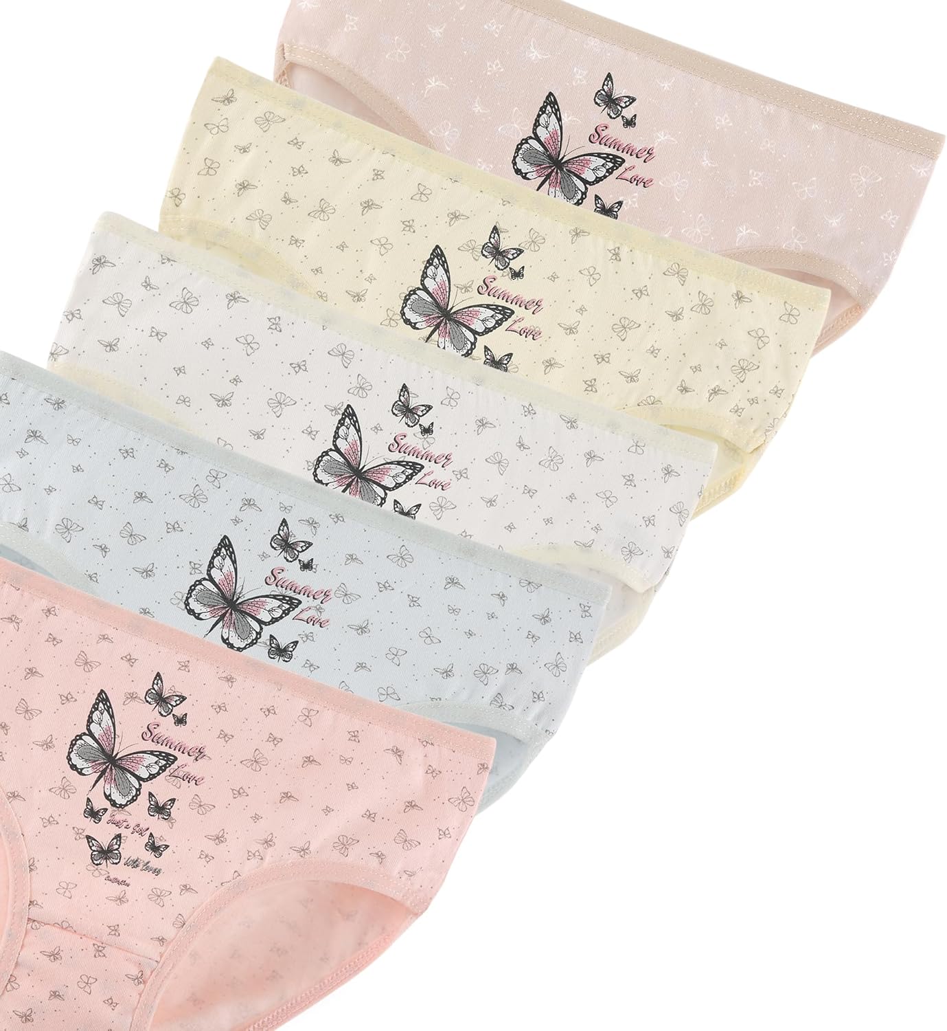 Donella Girls' Soft Cotton Underwear - Kids Bikini Brief Panties for Girls and Toddlers 5-Pack, Age: 2-15