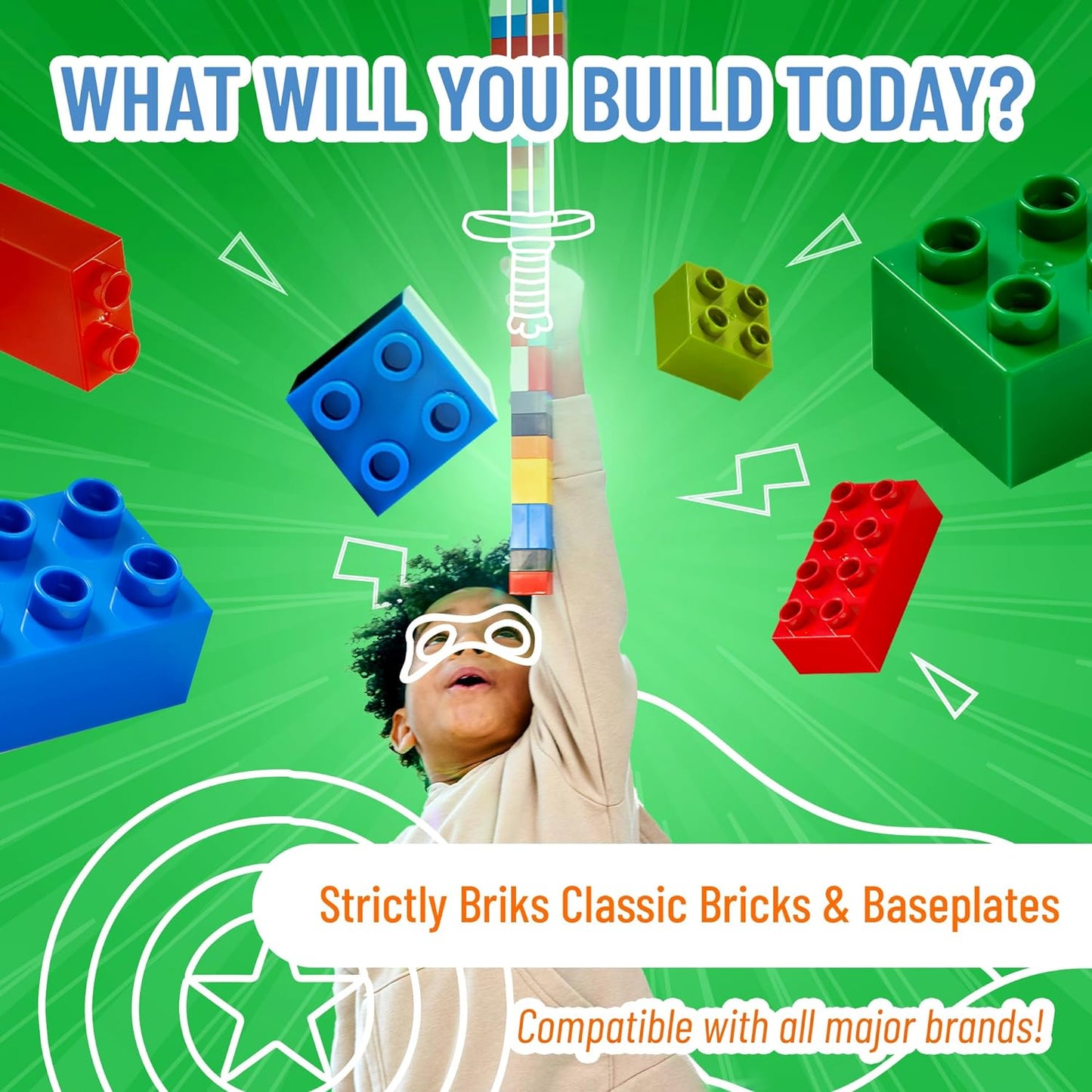 Strictly Briks Classic Bricks Starter Kit, Gray, 96 Pieces, 2x3 Studs, Building Creative Play Set for Ages 3 and Up, 100% Compatible with All Major Brick Brands