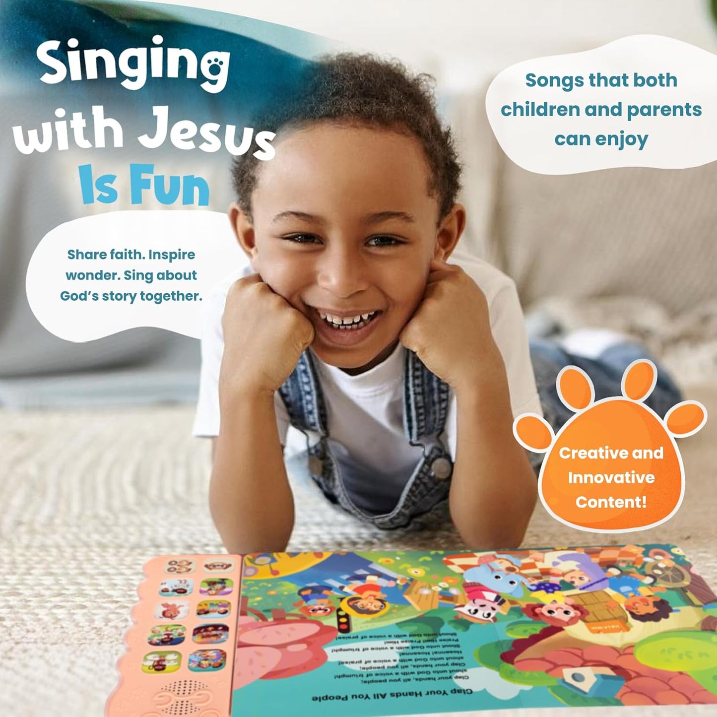 GO GO Songs of Creation and Praise: Christian Baby Books with 8 Songs, Singing Toy, Sound Play for Ages 1-5, Musical Learning, and Interactive Praise Gift for Kids, Bible for Toddlers 1-3
