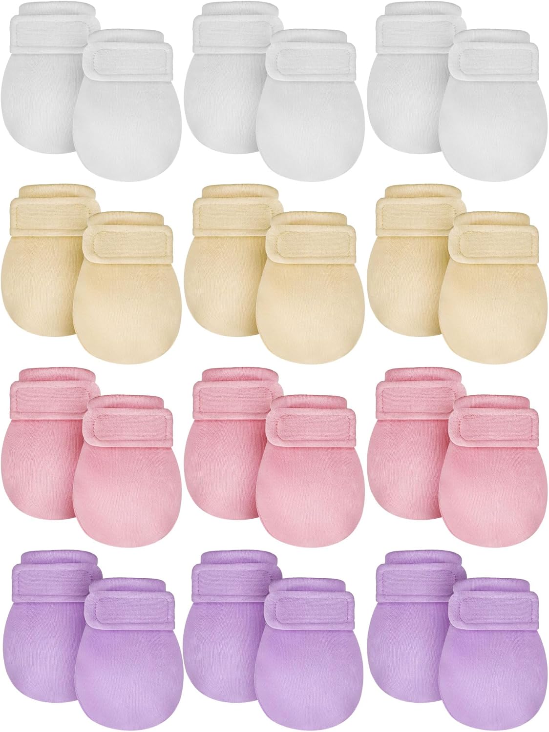 Newcotte 12 Pairs Adjustable Preemie Baby Mittens No Scratch Newborn Cotton Breathable Gloves Warm Mitts for Boys Kids