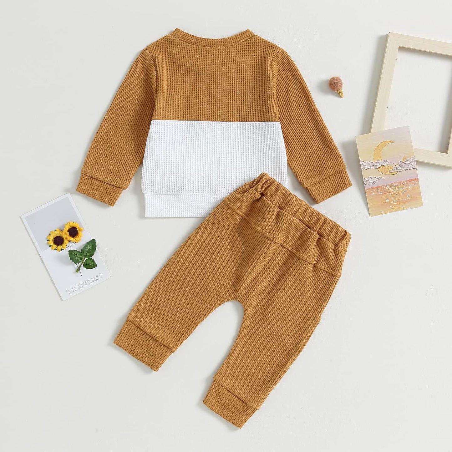Kupretty Toddler Baby Boy Fall Winter Clothes Color Block Long Sleeve Sweatshirt Pullover Tops + Joggers Pants Outfit Set