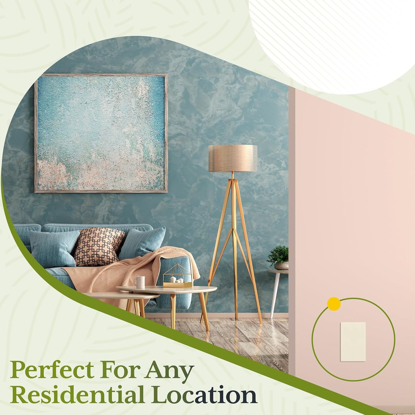 TG Mid-Size Screwless Blank Wall Plate, Child Safe Blank Device Outlet Cover, Medium Size 1-Gang 4.88" H x 3.11" L, Polycarbonate Thermoplastic, UL Listed, SP-MB1-LA5P, Light Almond (5 Pack)