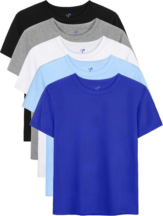 5 Pack Boys Shirts Short Sleeve Shirts for Boys Cotton T-Shirts Kids Toddler Tshirts Tees Clothes Summer Tops