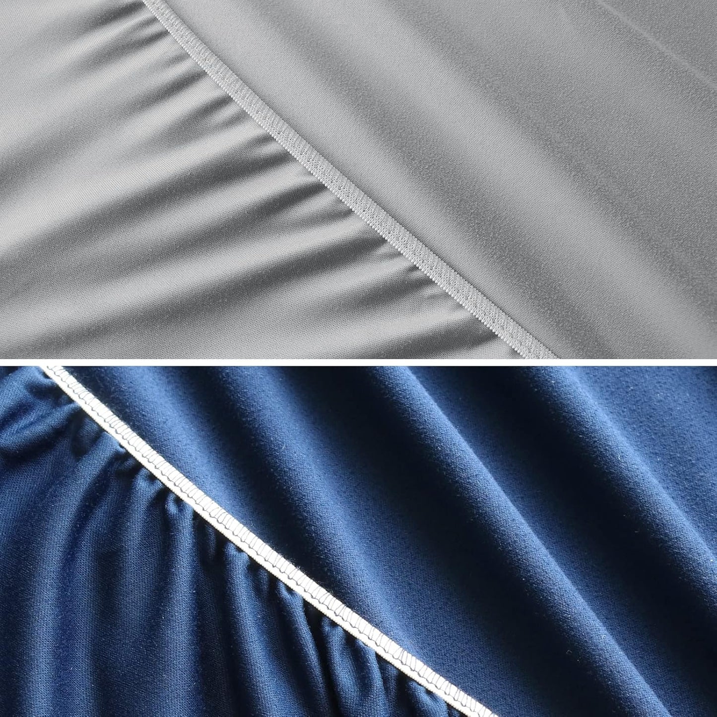 Waterproof Bassinet Sheets Fit for Halo, Dream on Me, Ingenuity, Fisher Price, Delta, Graco and Other Oval Bassinet Mattress, 2 Pack, Ultra Soft Microfiber Sheets, Grey & Navy