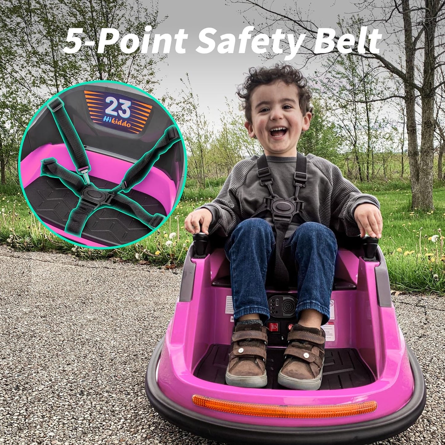 12V Kids Bumper Car, Electric Baby Bumper Car for Toddlers with Remote Control, 3 Speeds - Pink