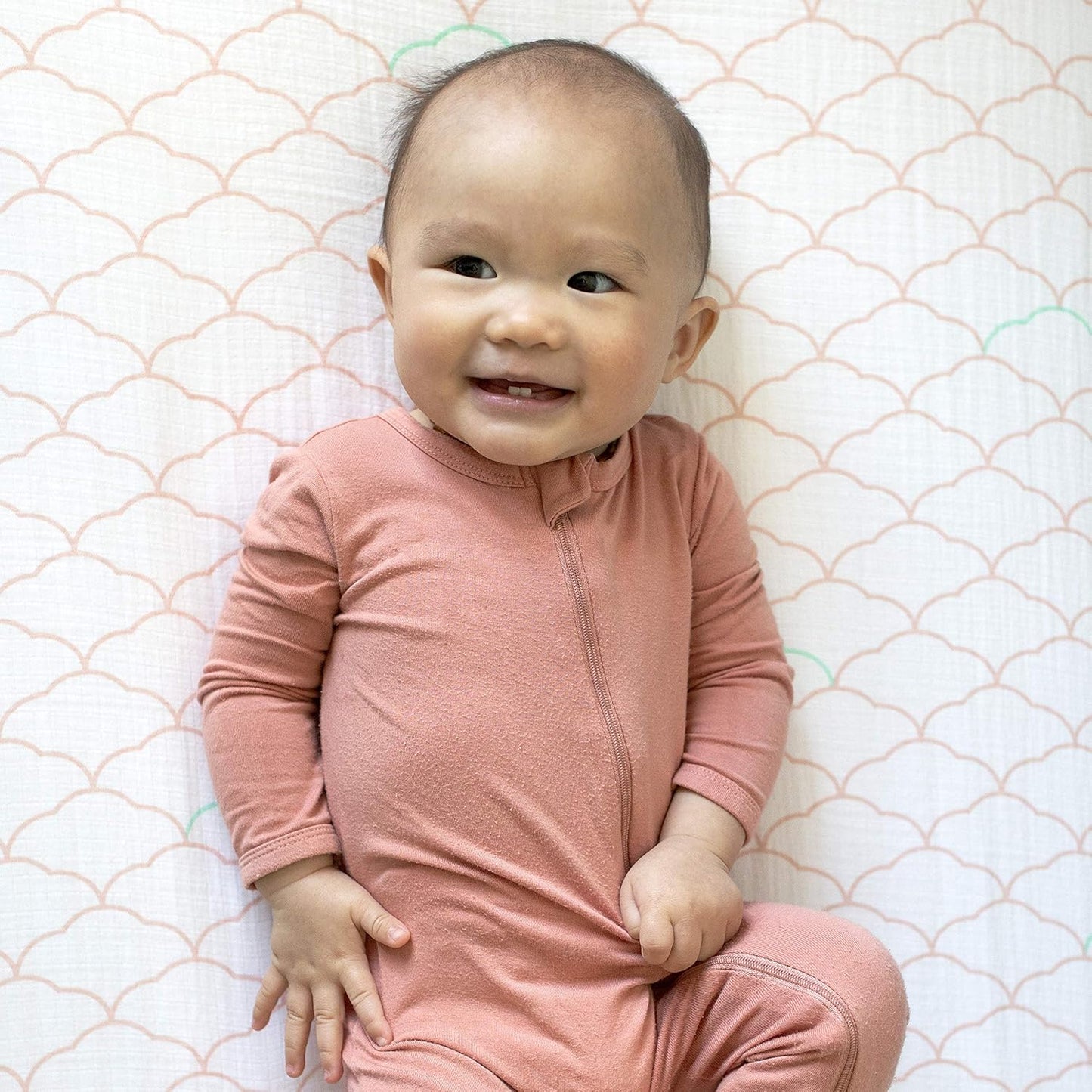 Newton Baby Mini Crib Fitted Sheets (2-Pack) | Organic Muslin Cotton, Ultra Breathable & Soft Baby Sheets, Washable Baby Mattress Sheets, Fits Any Mini Sized Crib 24" x 38", Dreamweaver Coral + White