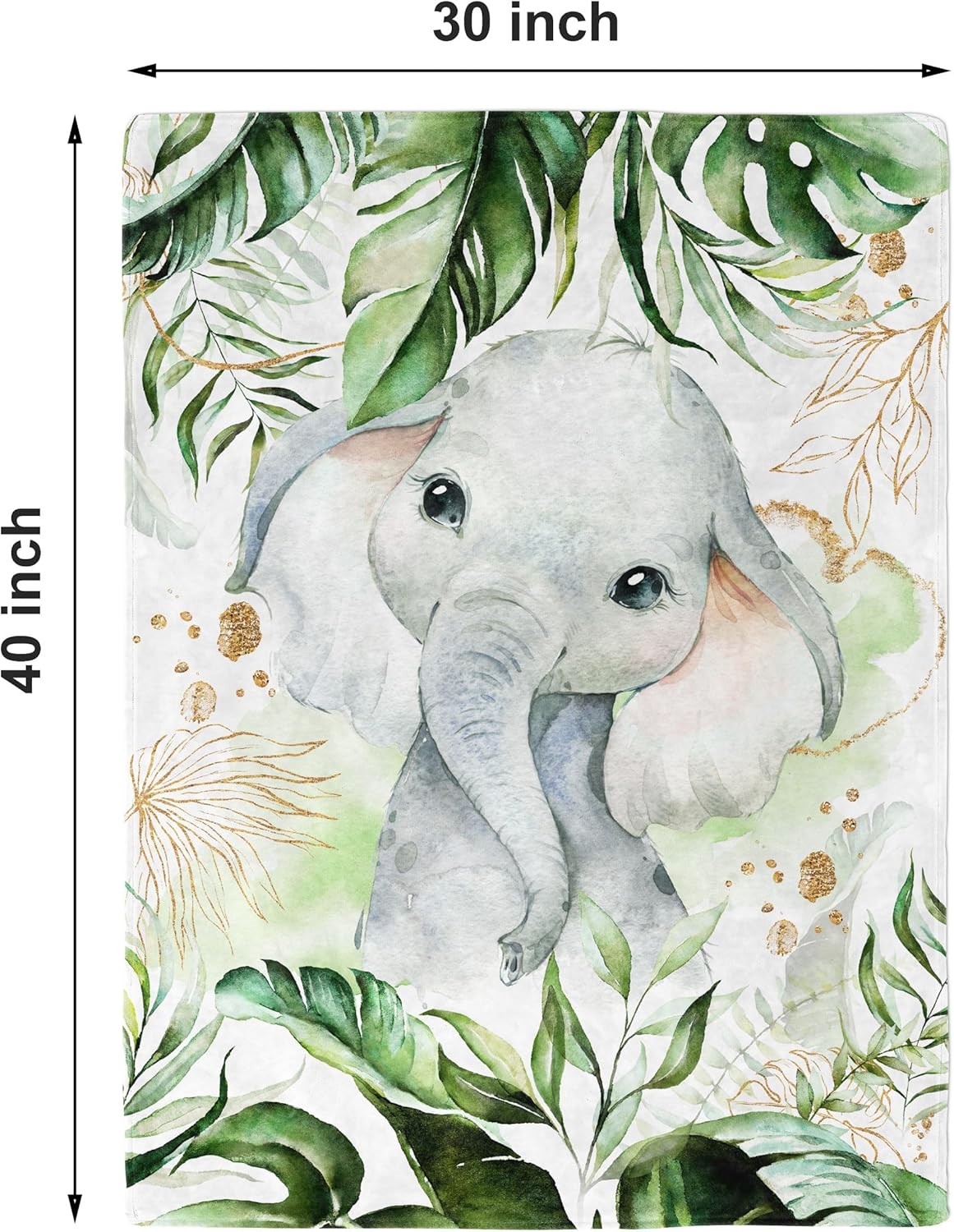 UNIQUE Safari Ultra Soft Fleece Baby Blanket 30x40in, Cute Elephant Baby Blanket, Gender Neutral