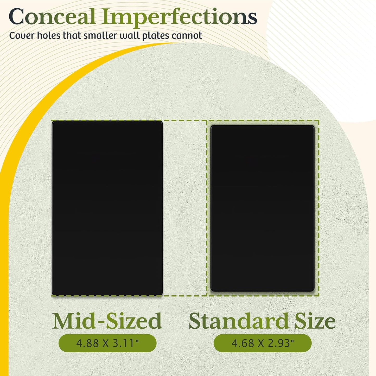 TG Mid-Size Screwless Blank Wall Plate, Child Safe Blank Device Outlet Cover, Medium Size 1-Gang 4.88" H x 3.11" L, Polycarbonate Thermoplastic, UL Listed, SP-MB1-BK5P, Black (5 Pack)