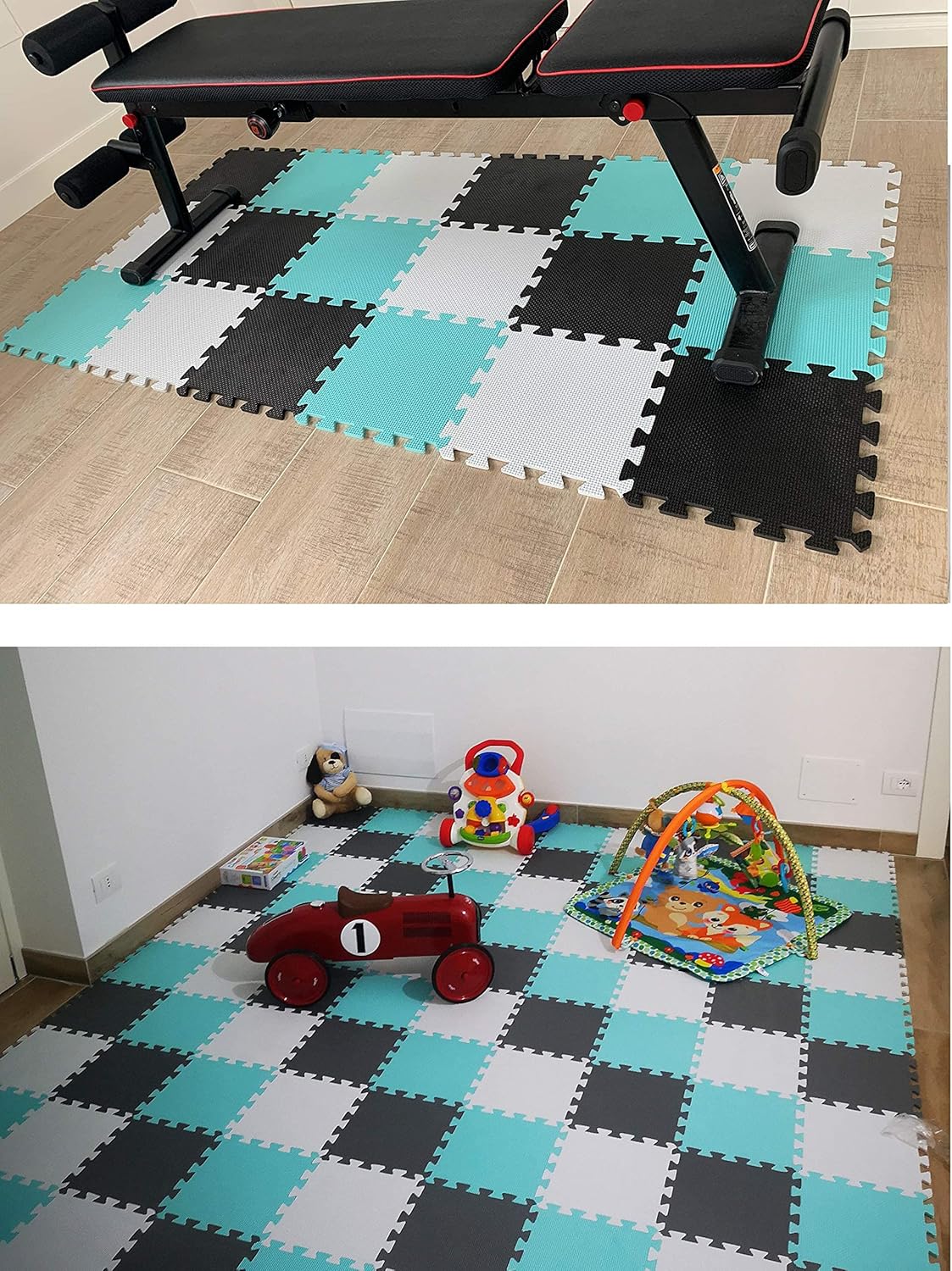 MQIAOHAM® 25 Pieces Puzzle Play Mats, Soft Baby Play Mat, Kids Interlocking Foam Floor Tiles, Toddlers Carpet Playmats G301025-104108111