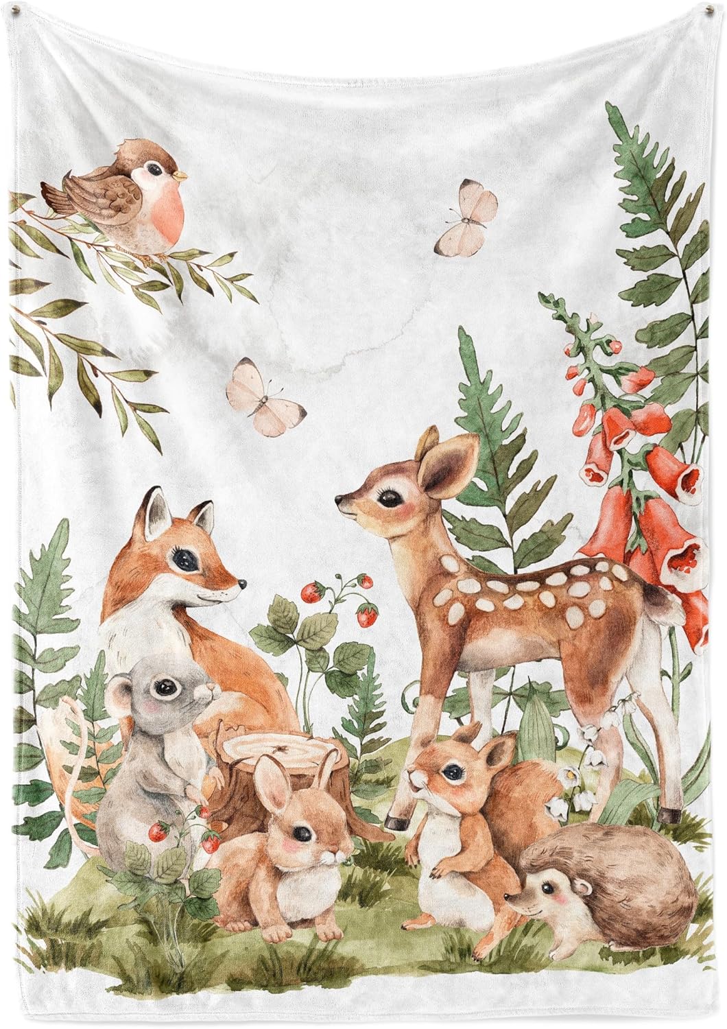 UNIQUE Woodland Ultra Soft Fleece Baby Blanket 30x40in, Cute Forest Animals Baby Blanket, Gender Neutral