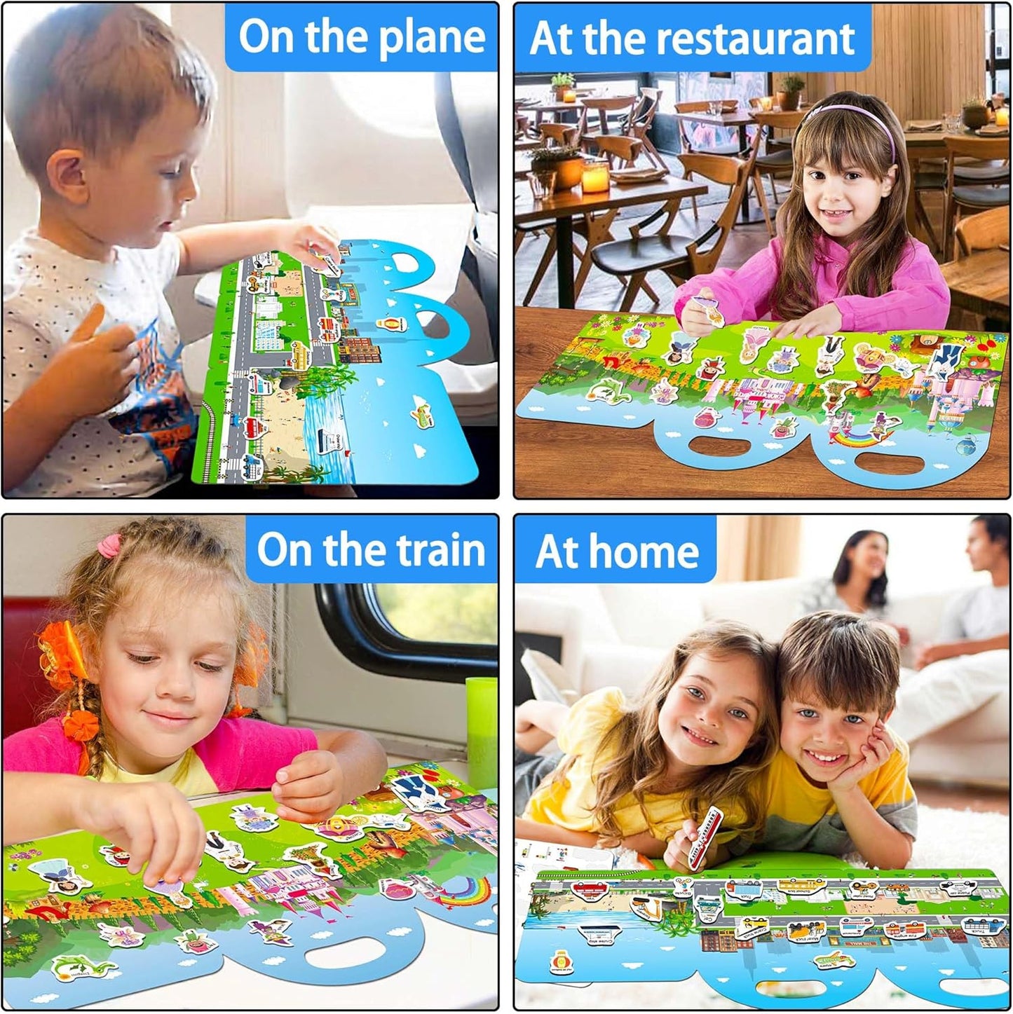 Reusable Sticker Books for Toddlers 1-3, Jelly Sticker Books for Kids 2-4, Vehicle Stickers for Kids