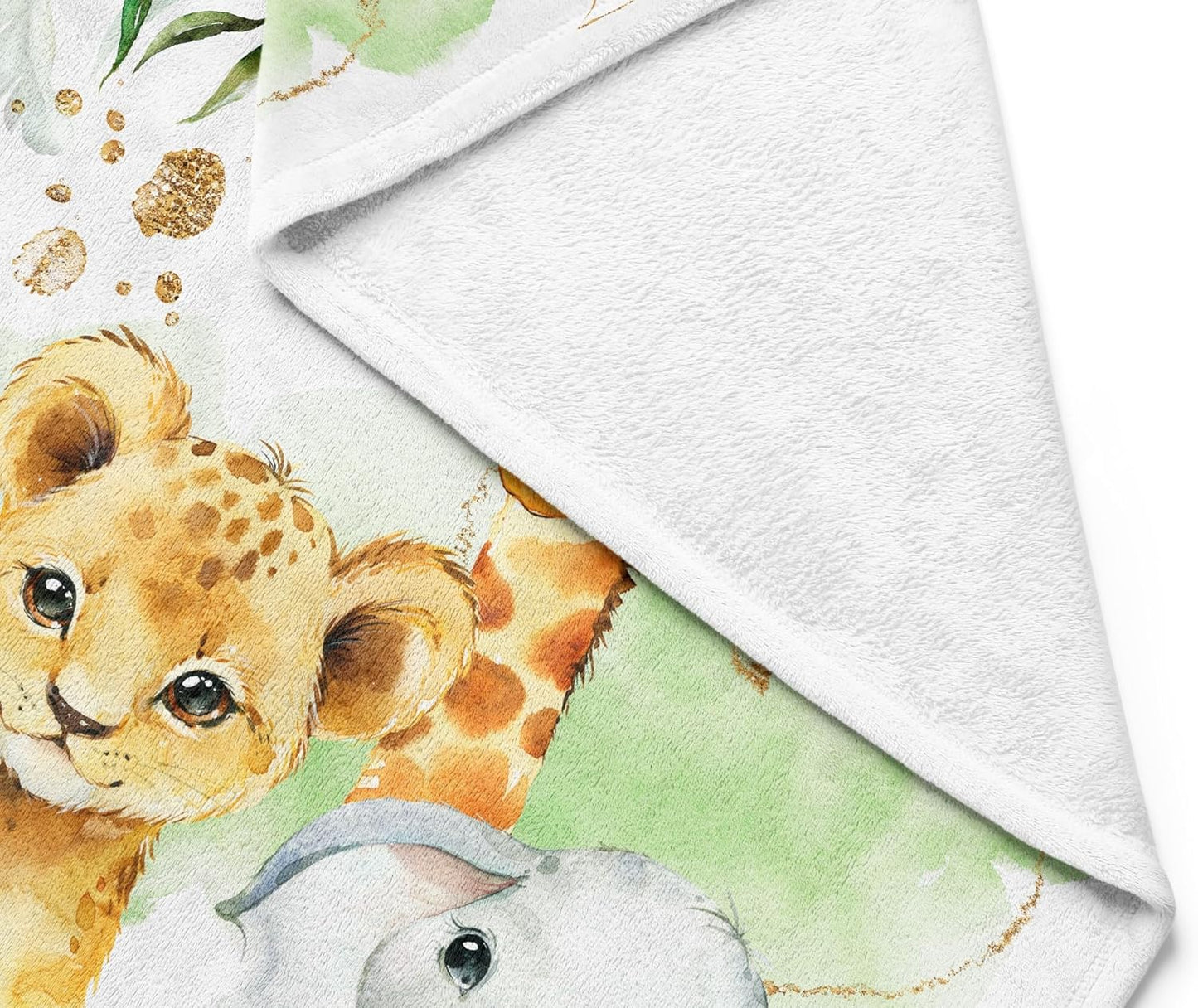 UNIQUE Safari Ultra Soft Fleece Baby Blanket 30x40in, Cute Lion Elephant Giraffe Baby Blanket, Gender Neutral