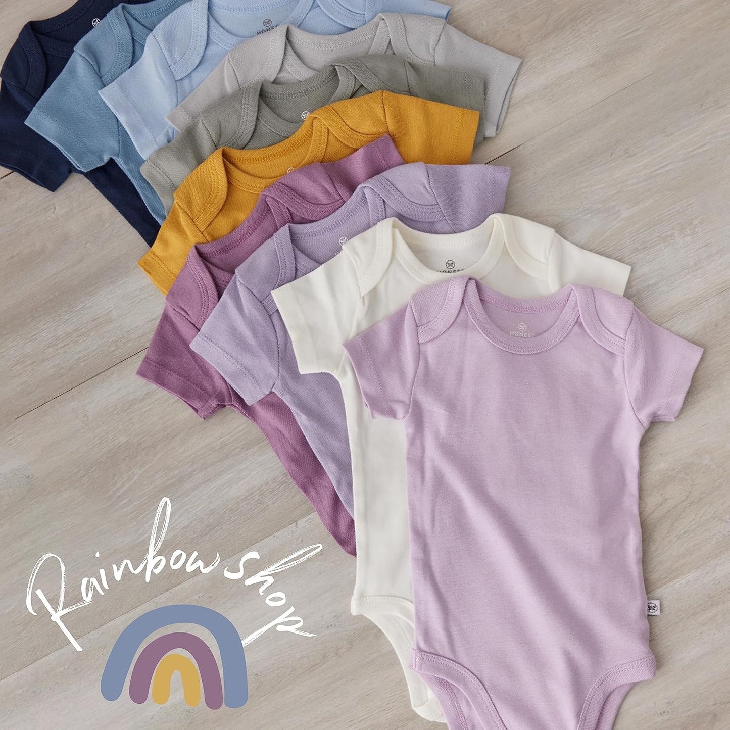 HonestBaby unisex-baby 10-pack Short Sleeve Bodysuits One-piece 100% Organic Cotton for Infant Baby Boys, Girls