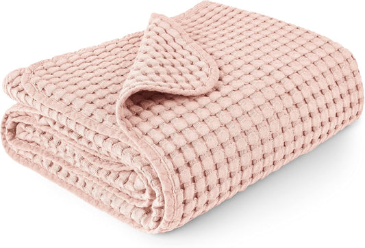 Konssy Waffle Baby Blanket - Soft & Cozy Nursery Swaddle Blanket, Lightweight Toddler Throw for Boys & Girls, Ideal for Wrapping(Pink)