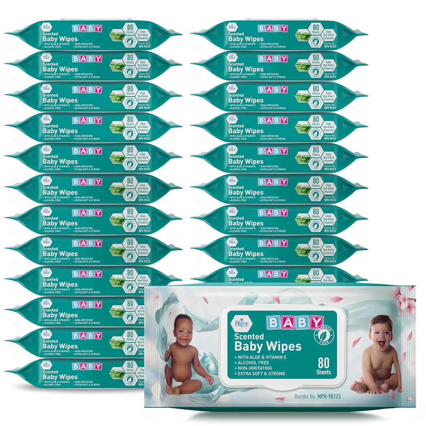 MED PRIDE Scented Baby Wipes Packs in Bulk, 24 Packs X 80 = 1920 Count, Alcohol-Free, Paraben-Free, with Aloe Vera & Vitamin E