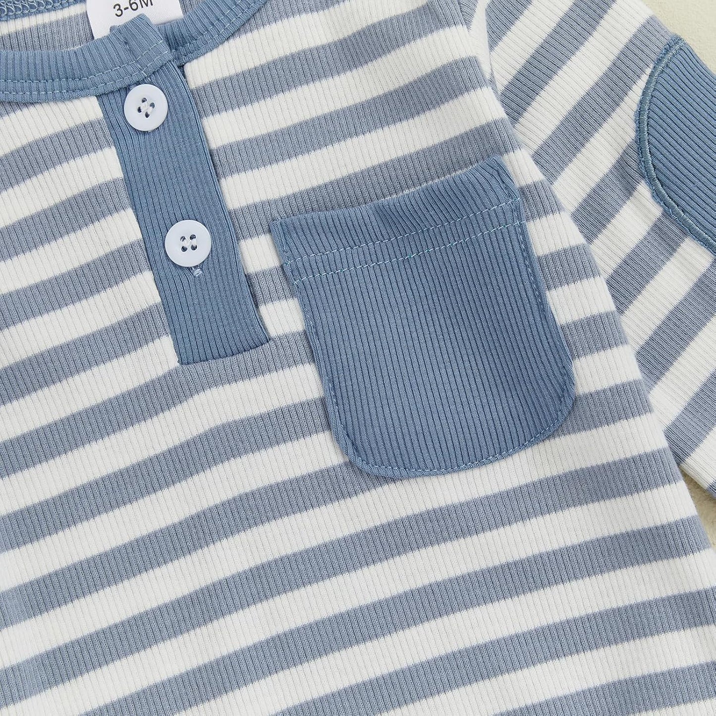 fhutpw Baby Boy Clothes 3 6 12 18 Months Ribbed Knitted Long Sleeve Romper and Pants Sets Newborn Fall Splicing Color Outfits