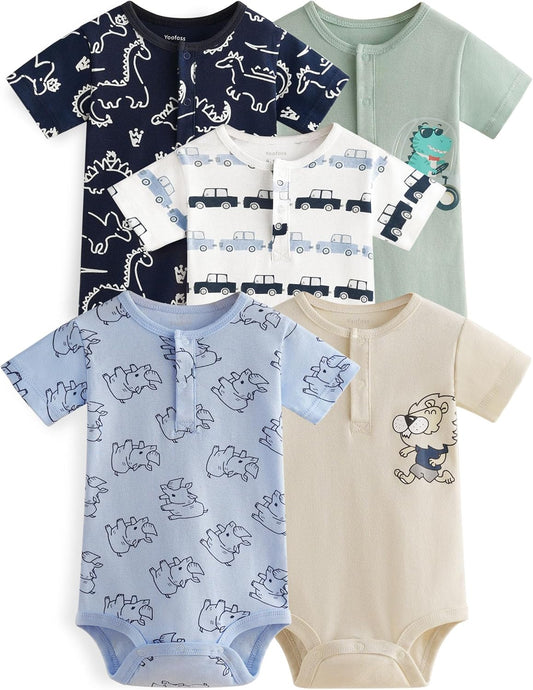 Yoofoss Baby Bodysuits 100% Organic Cotton Short Sleeve Infant Romper for Boy and Girl Baby Clothes, Soft Breathable