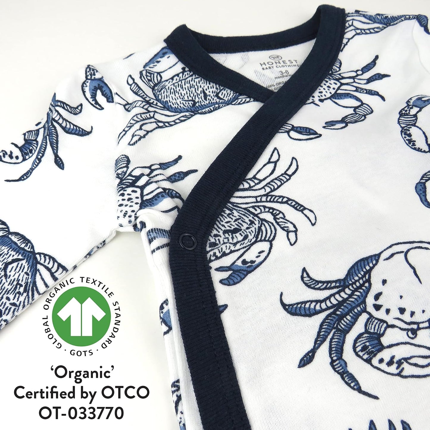 HonestBaby unisex-baby 3-pack Long Sleeve Side-snap Kimono Bodysuits Organic Cotton for Infant Baby Boys, Girls, Unisex