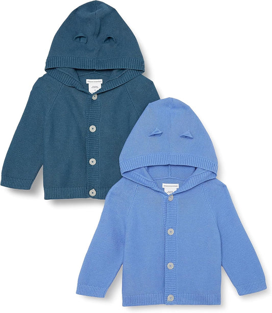 Amazon Essentials Unisex Babies' Hooded Sweater, Pack of 2