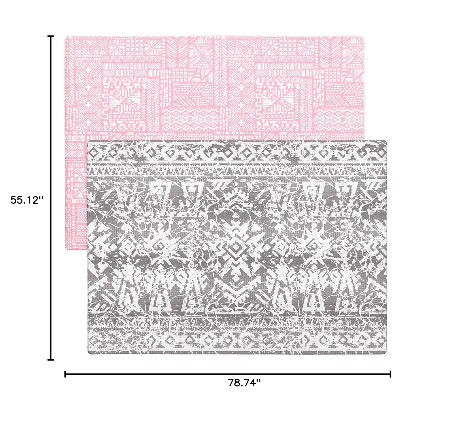 Cushmat Stylish Reversible Foam Play Mat (Large, Explorer - Ash Rose) - Soft, Waterproof, Durable Play mat for Infants, Babies, Toddler, Kids & Grownup - 6.5ft x 4.5ft